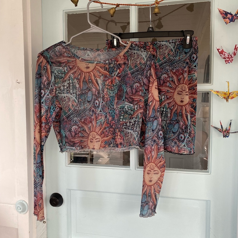 Matching cropped top and skirt